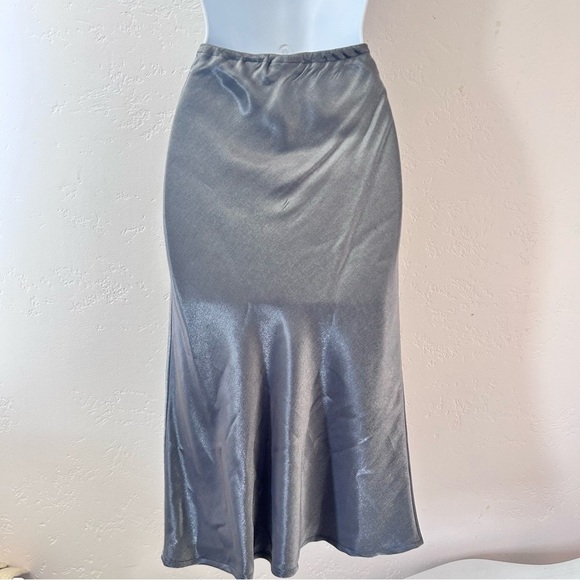 Vintage Y2K Women's Silver Metallic Glitter Trim Midi Skirt Size S Fairy - Picture 5 of 9